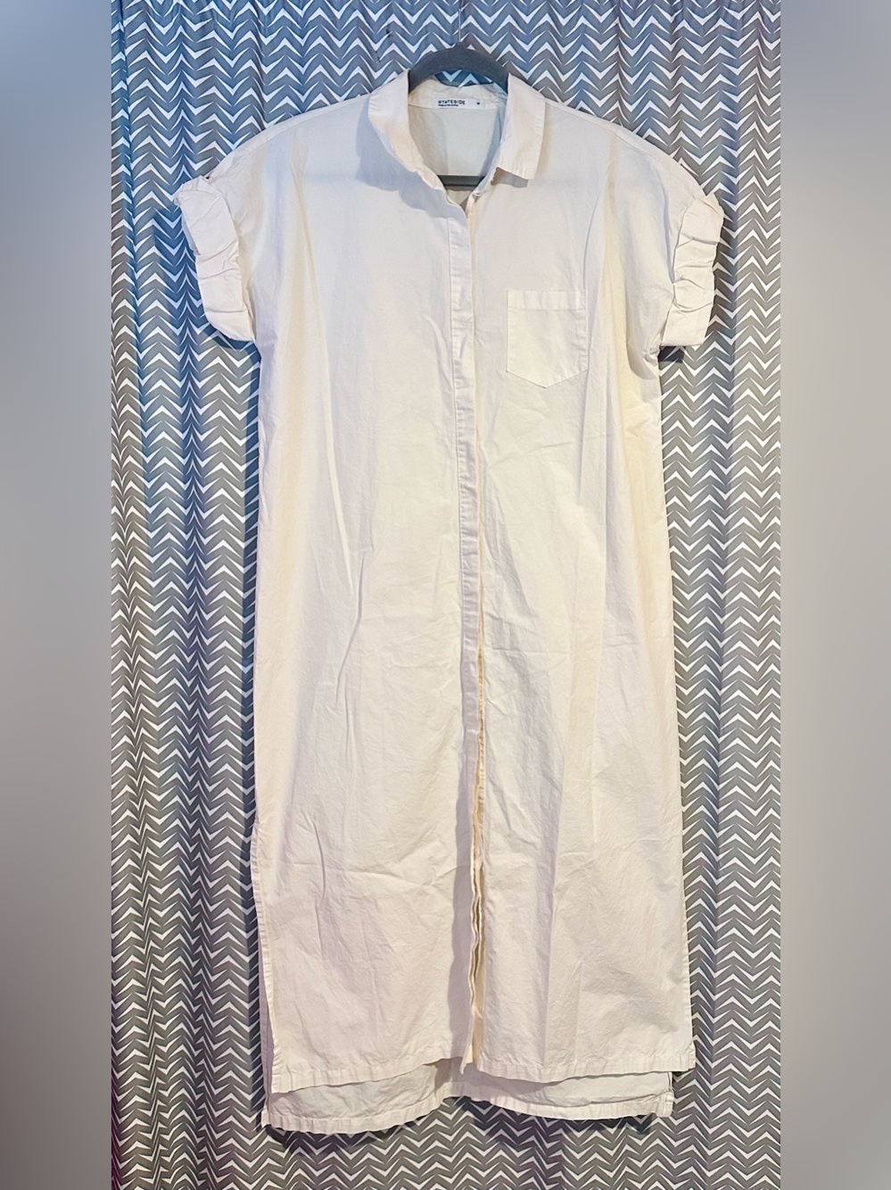 Stateside | Poplin white rolled sleeve shirt dress, M